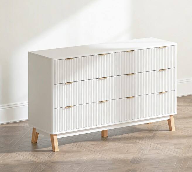 Alt View 2. Forest'nSky - White Wood 6 drawer 53.9 in. Wide Chest of Drawers for Living Room - White.