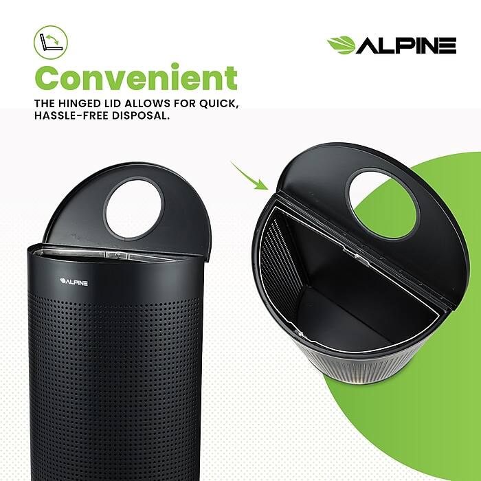 Convenient
THE HINGED LID ALLOWS FOR QUICK, HASSLE-FREE DISPOSAL.
ALPINE
ALPINE