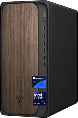 HP - OmniDesk M03-0060 Desktop, Intel Core Ultra 7 265, 32GB DDR5, 1TB SSD, Intel Graphics, Wi-Fi 6, Win 11 Pro, Dark Wood - Black