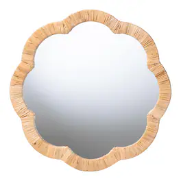 bali & pari - Akuna Scalloped Natural Rattan Wall Mirror - Light Honey