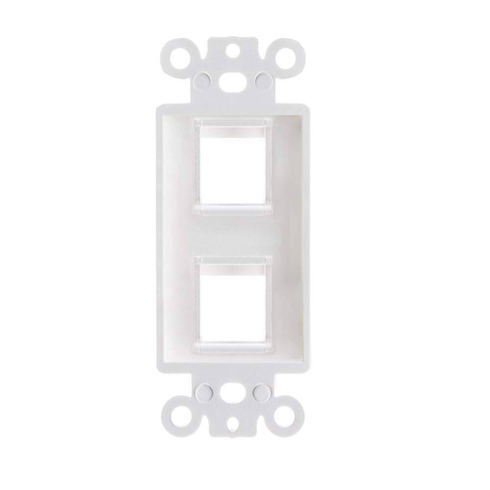 Angle. Cmple.com - Cmple - Decorator Wall Plate Insert Decorative Faceplate Standard Keystone Wall Plate Cover - 2-Port - White.