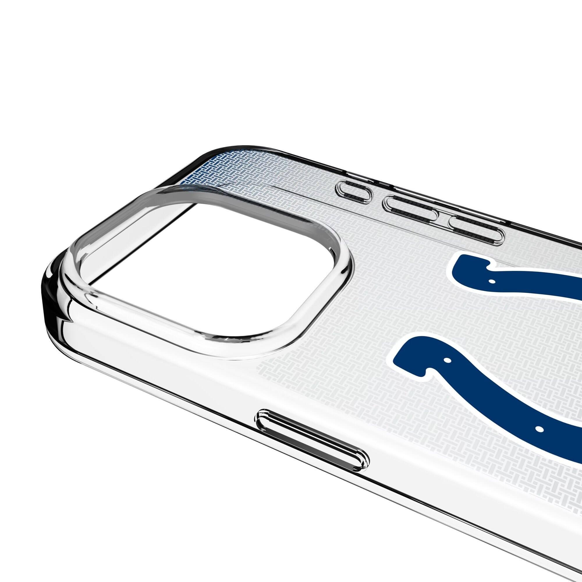 Alt View 2. Keyscaper - Indianapolis Colts Linen Logo iPhone Clear Case - 14 - Multicolor.