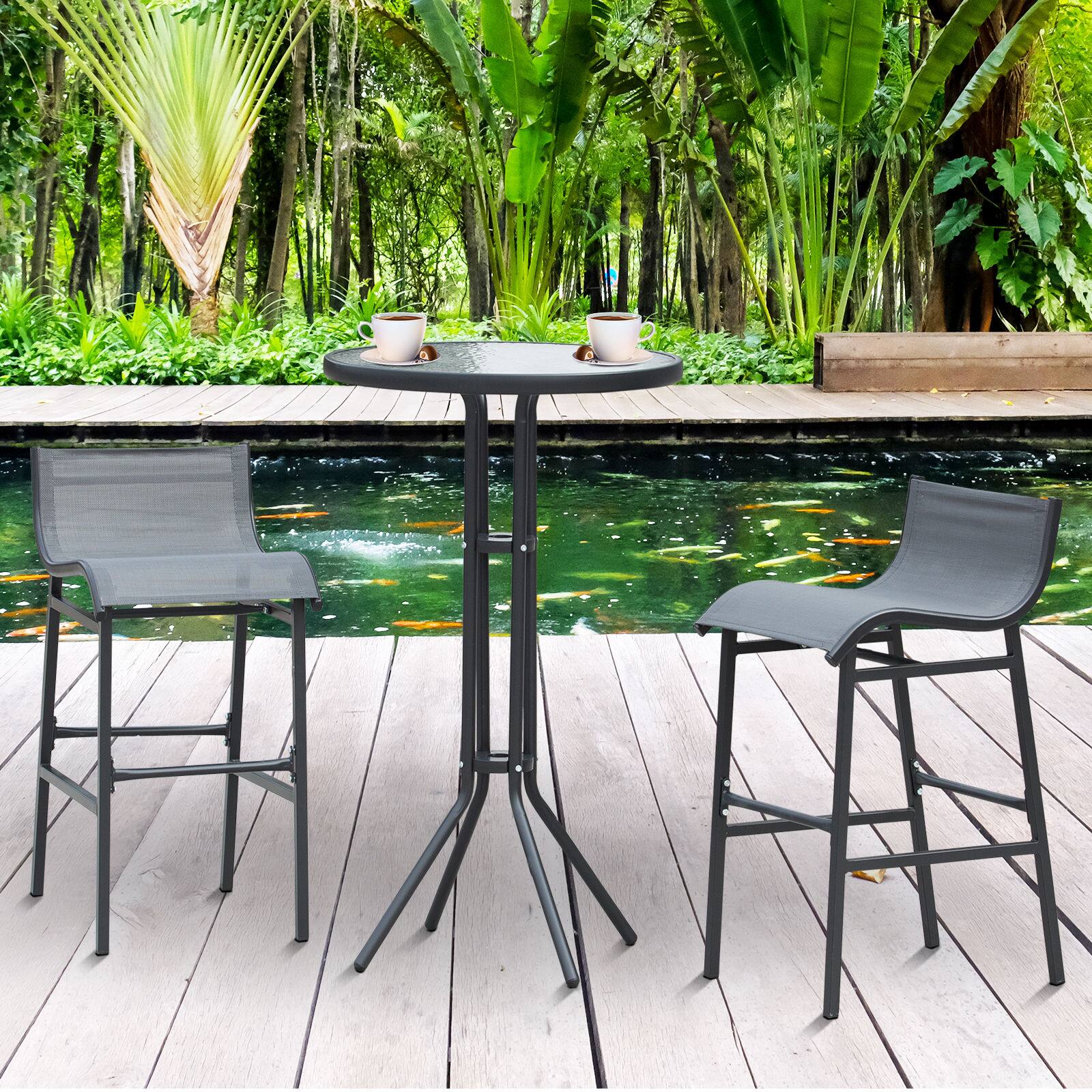 Alt View 1. Outsunny - Piece Bar Height Outdoor Bistro Set for 2 - Charcoal Gray.