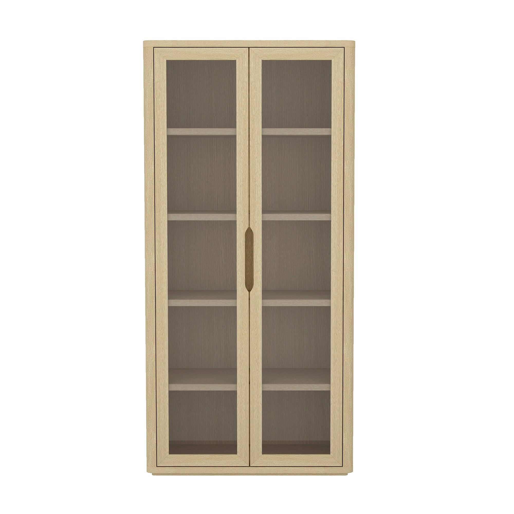 Front. Manhattan Comfort - Rivington Modern 38" Bookcase Cabinet - Natural Oak.