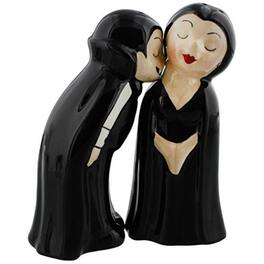 Pacific Trading - 2-Piece Vampire Love at First Bite Set of Kissing Salt and Pepper Shakers, 4-Inch - Black