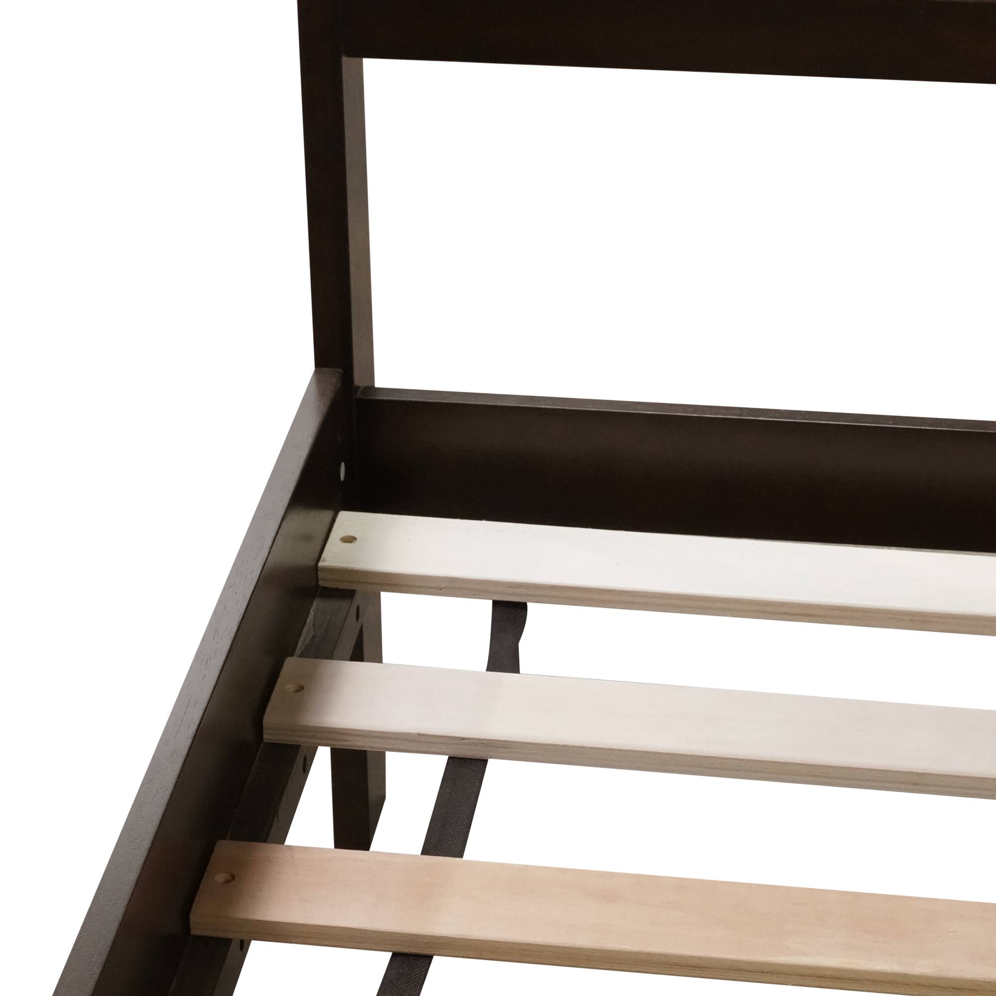 Alt View 1. GOODSILO - Full Size Bed with Rattan Headboard and Two Storage Drawers, Solid Wood Frame with Enhanced Support Slats - Espresso.