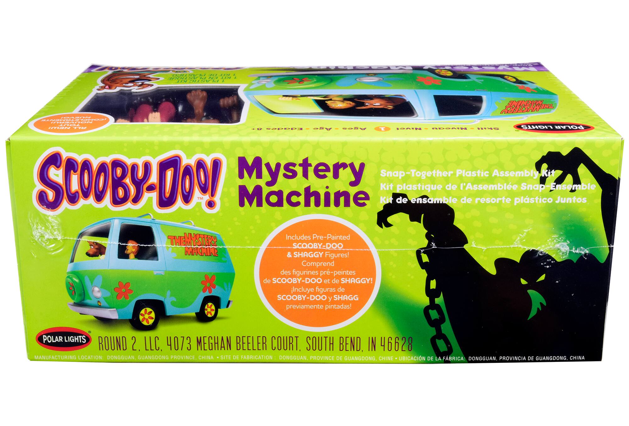 - SCOOBY-DOO! Mystery Machine
- Snap-Together Plastic Assembly Kit
- Kit plastique de l'Assemblage Snap-Ensemble
- Kit de ensamble de resorte plástico Juntos
- Includes Pre-Painted SCOOBY-DOO & SHAGGY Figures!
- Comprend des figurines pré-peintes de SCOOBY-DOO et de SHAGGY!
- Incluye figuras de SCOOBY-DOO y SHAGG previamente pintadas!
- POLAR LIGHTS
- ROUND 2, LLC. 4073 MEGHAN BEELER COURT, SOUTH BEND, IN 46628
- MANUFACTURING LOCATION: DONGGUAN, GUANGDONG PROVINCE, CHINA
- SITE DE FABRICATION: DONGGUAN, PROVINCE DE GUANGDONG, CHINE
- UBICACIÓN DE LA FÁBRICA: DONGGUAN, PROVINCIA DE GUANGDONG, CHINA