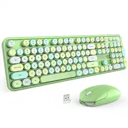 Reds Spade - And Mouse Combo Retro With Round Keycaps 2 Dropout free Connection Cute For Pc laptop windows Xp 7 8 10 col - Green Colorful