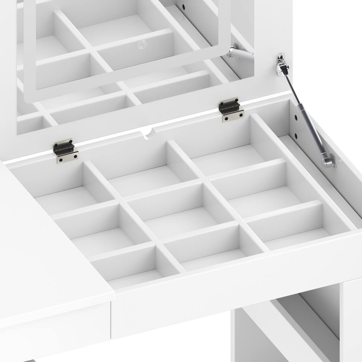 Alt View 9. Loheer - Loheer White Makeup Vanity Desk with Mirror and Lights, Flip Top Vanity Table with Storage - White.