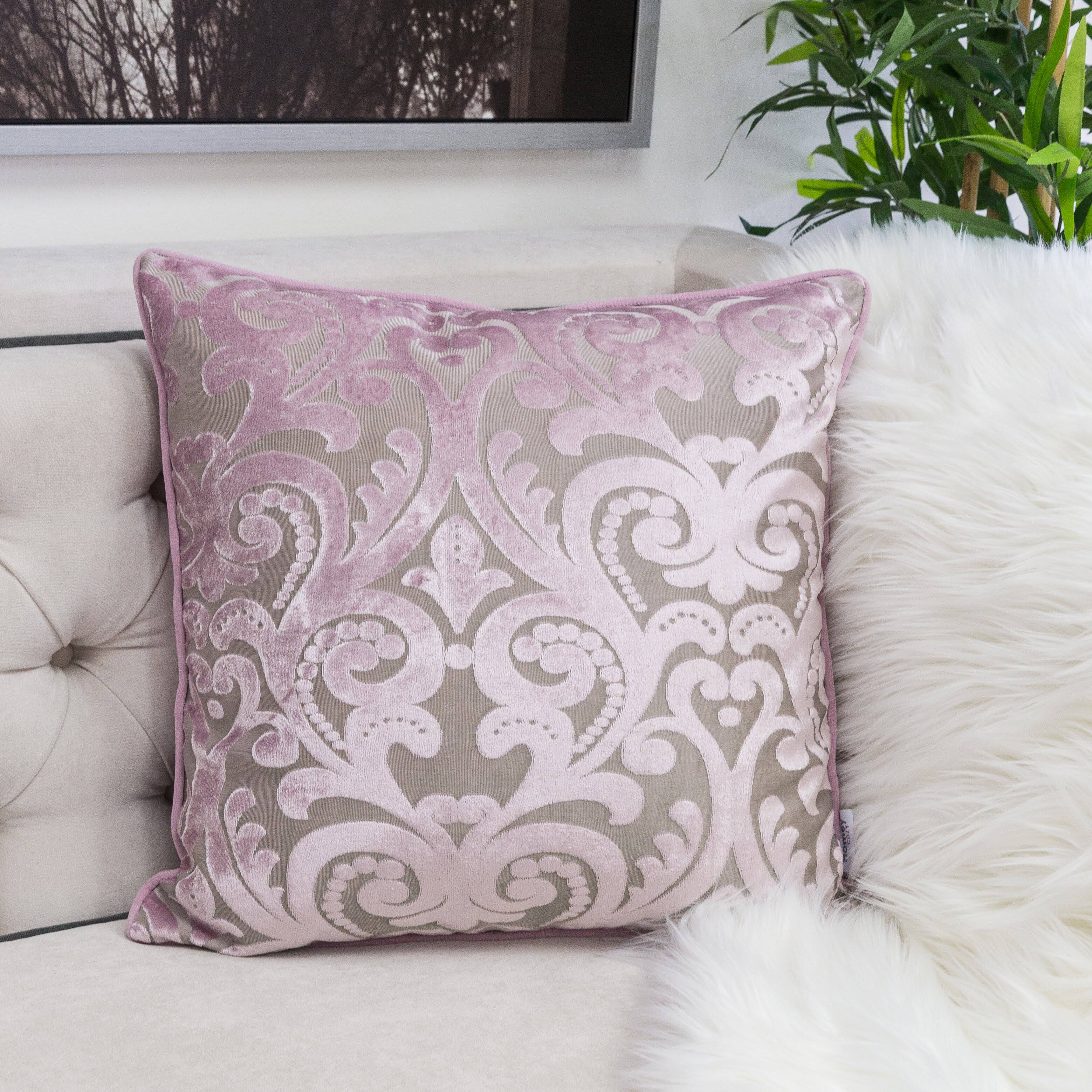 Back. LuXeo - Liana Cut Square Velvet Pillow Cover & Insert - PURPLE.