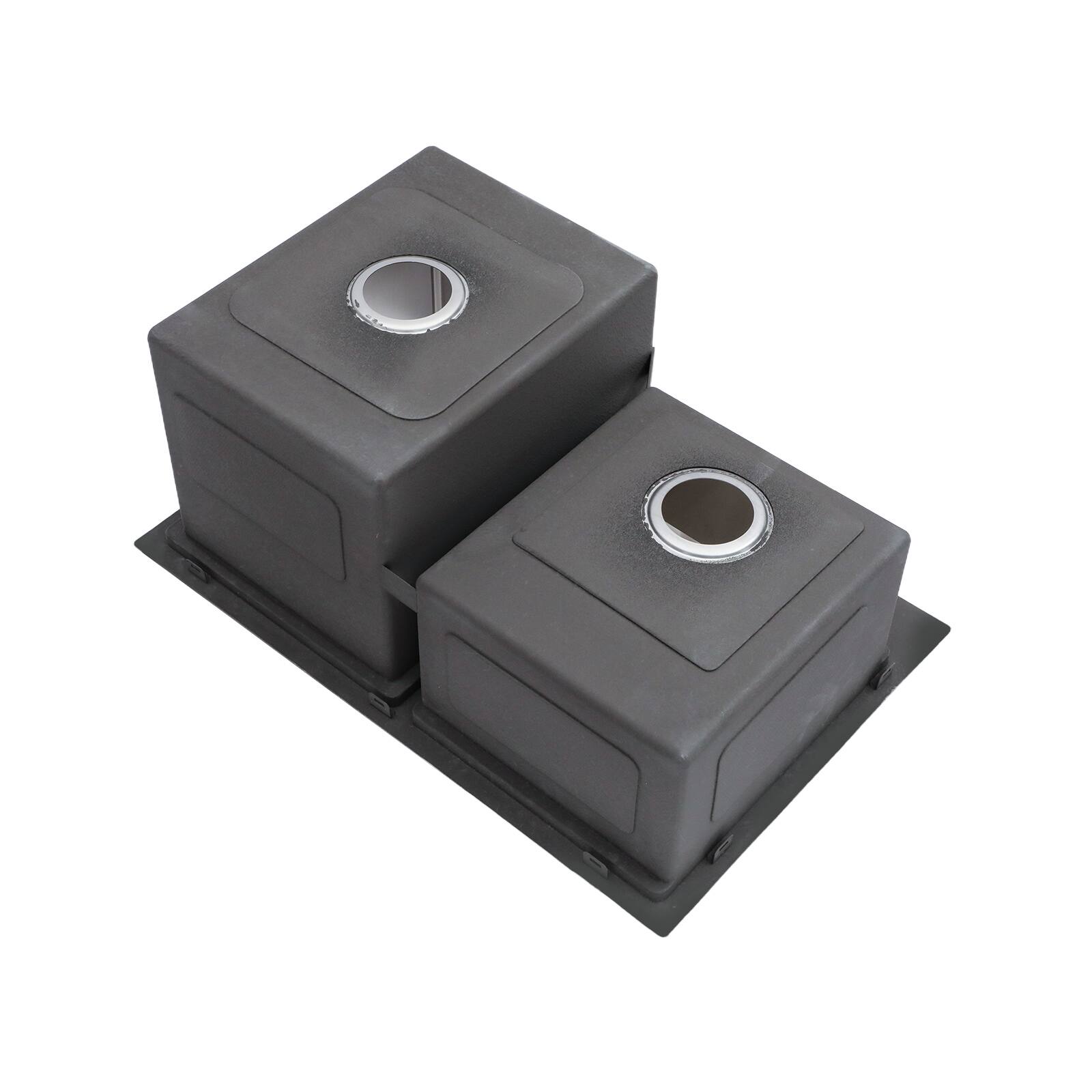 Alt View 4. Siljoy - Outdoor Double Bowl Drop-In Stainless Steel Sink with Workstation - Brushed Nickel.