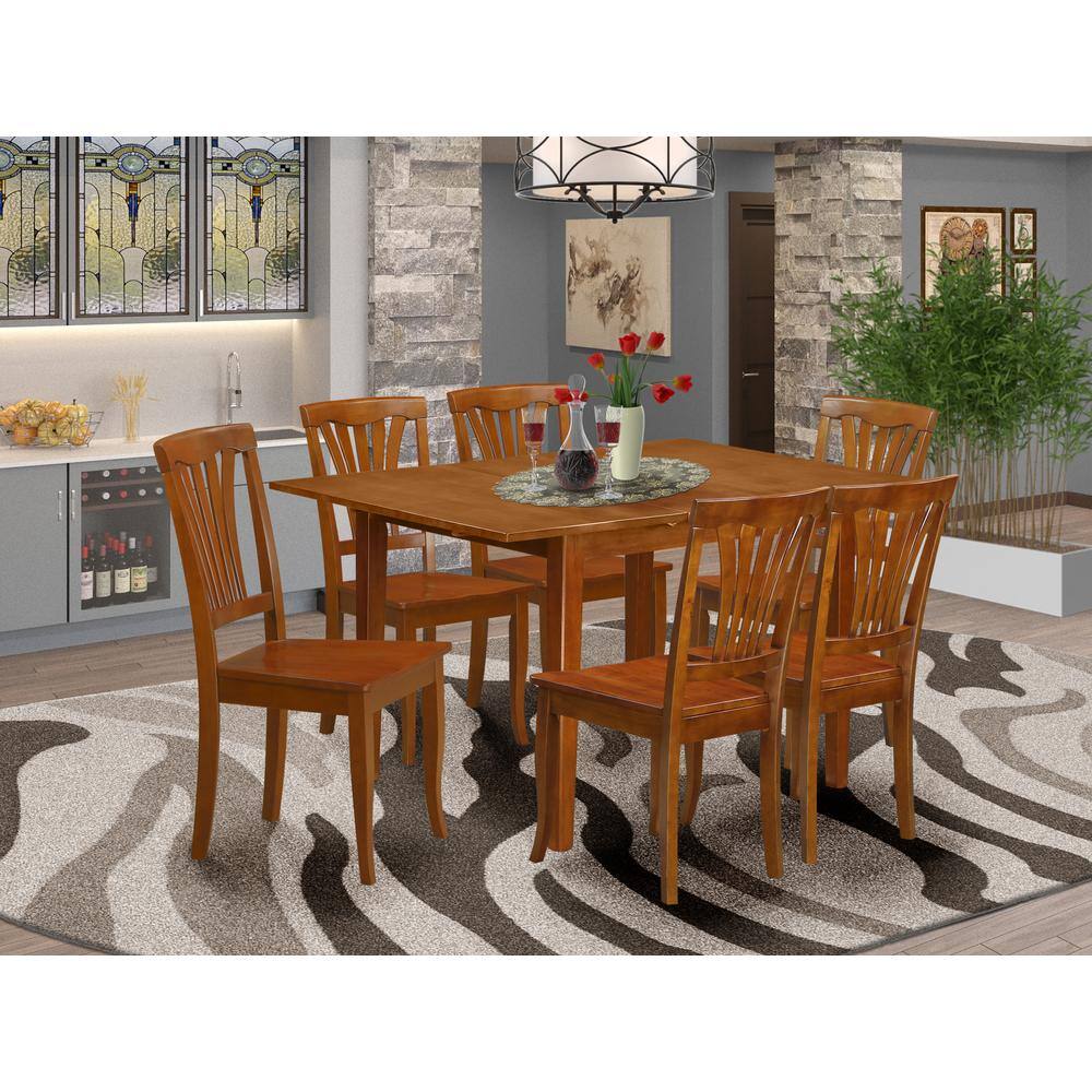 Back. East West Furniture - 7 Pc Kitchen nook Dining set-small Dining Tables and 6 Kitchen Chairs - Saddle Brown.