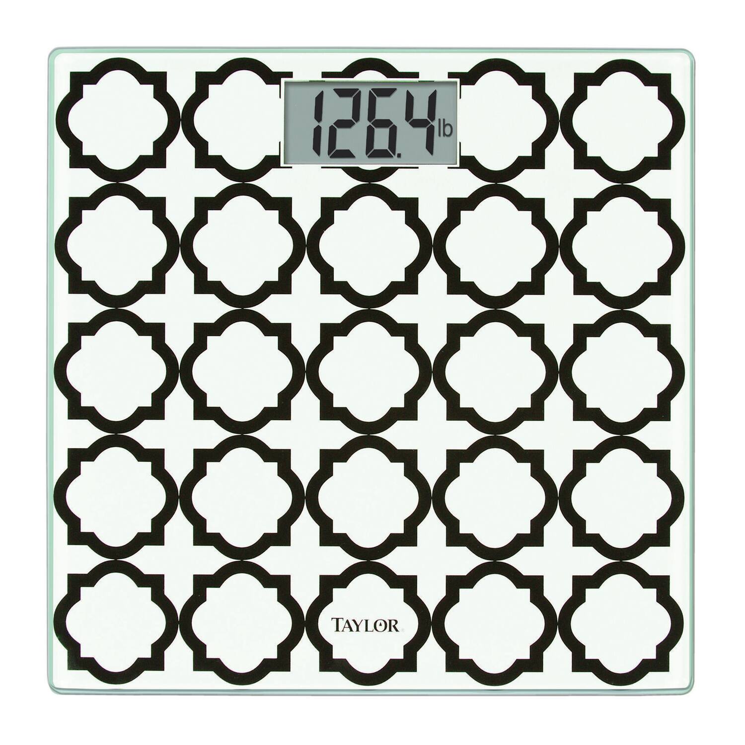 Front. Taylor Precision Products - Digital Glass Bathroom Scale 400-Lb Capacity - Black/White.
