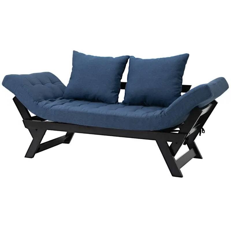 Hivvago - 3 In 1 Convertible Sofa Chaise Lounger Bed with 2 Large Pillows - Blue