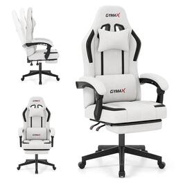 Gymax - Gaming Chair w/ Headrest Reclining Backrest Lumber Support Linkage Armrests - Gray