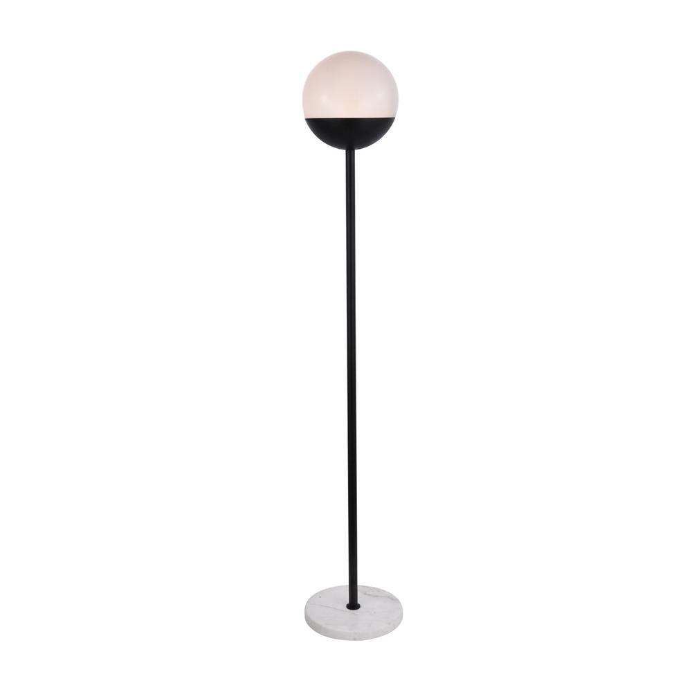 Alt View 2. Living District - Eclipse 1 Light Black Floor Lamp With Frosted White Glass - Black And Frosted White.