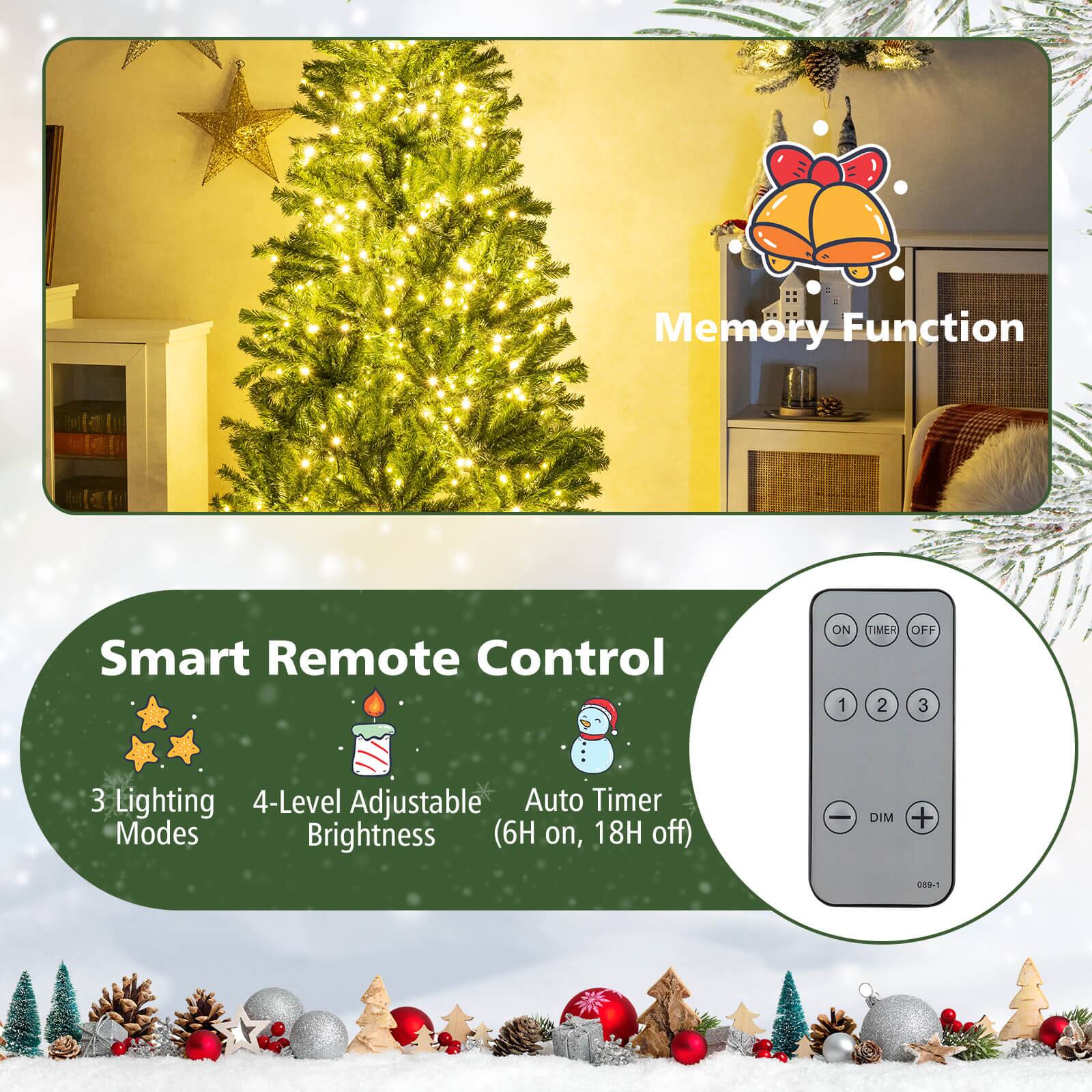 Memory Function

Smart Remote Control

- 3 Lighting Modes
- 4-Level Adjustable Brightness
- Auto Timer (6H on, 18H off)

ON TIMER OFF
1 2 3
DIM + 089-1