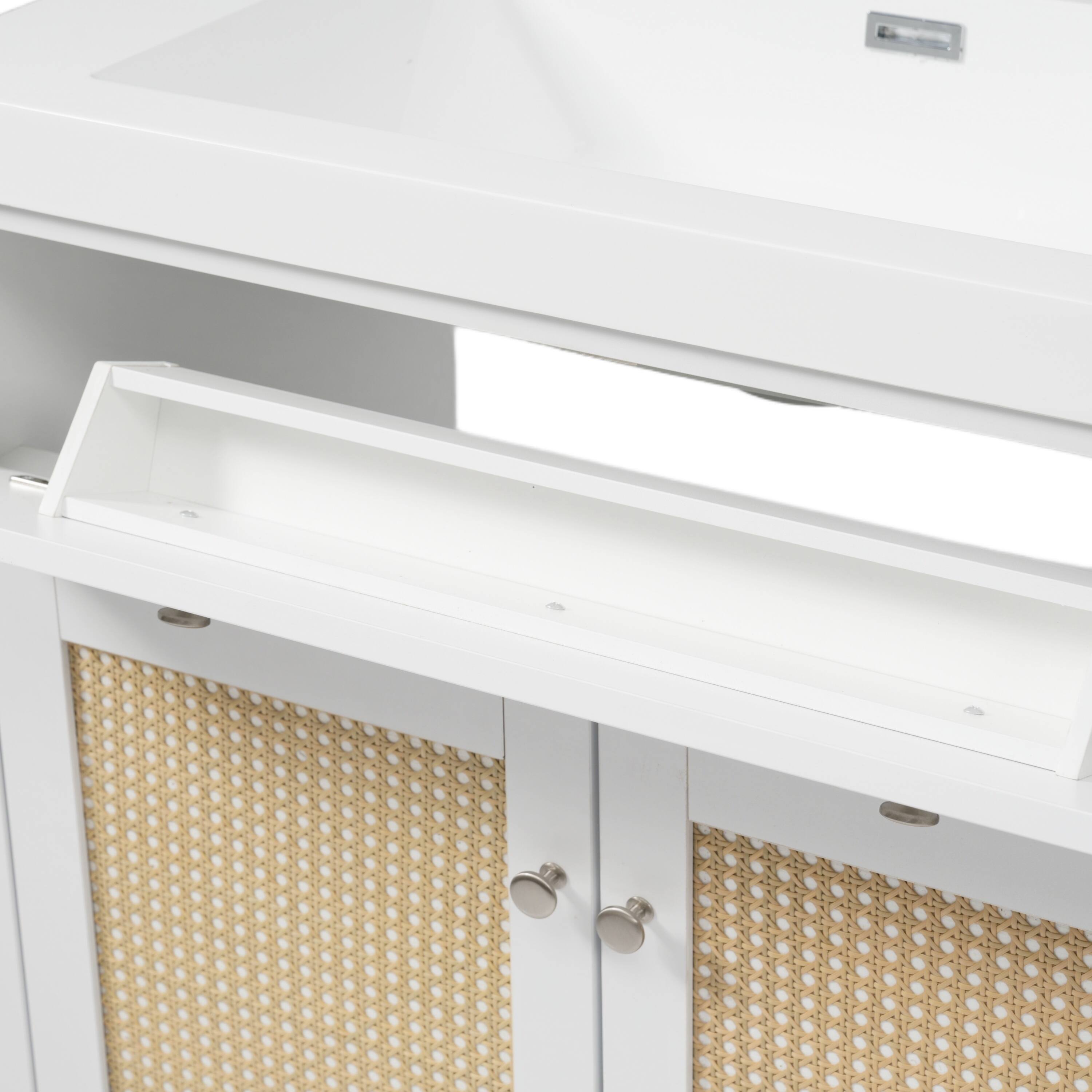 Alt View 8. Loheer - 60" Double Sink Bathroom Vanity — Freestanding Wood Cabinet with SMC Basins, Soft-Close Doors and Large Storage - White.