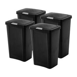 Sterilite - 13 Gallon TouchTop Wastebasket with Titanium Latch, (4 Pack) - Black