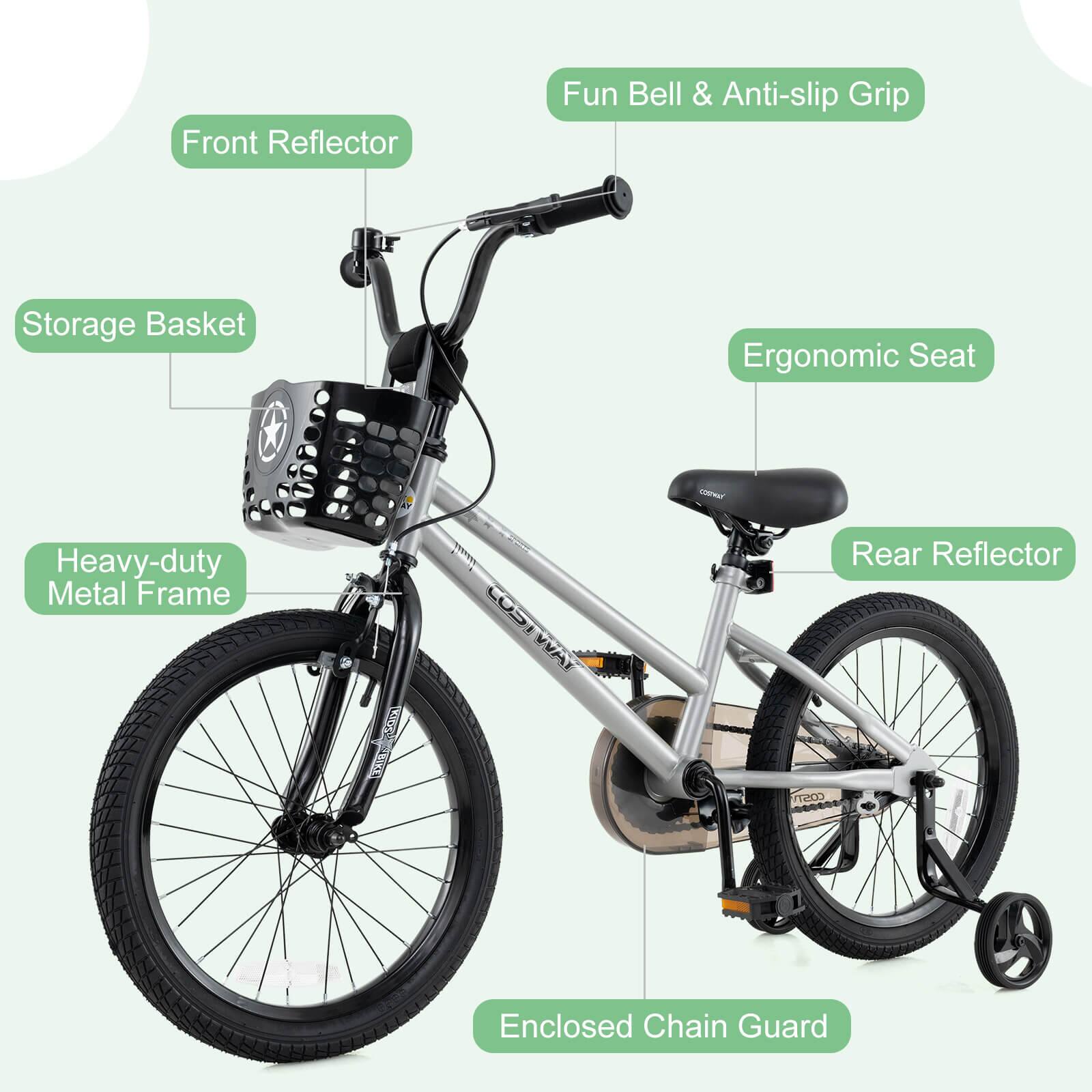- Front Reflector
- Fun Bell & Anti-slip Grip
- Storage Basket
- Ergonomic Seat
- Heavy-duty Metal Frame
- Rear Reflector
- Enclosed Chain Guard