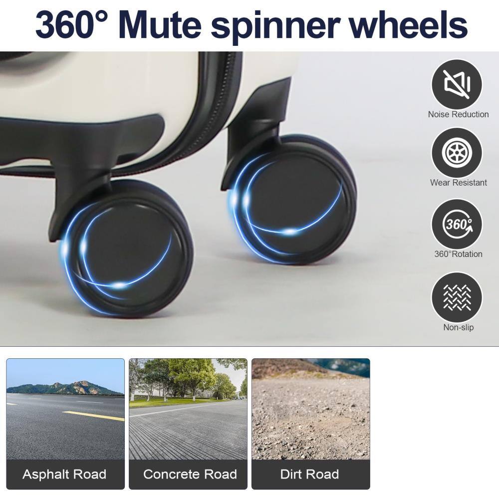 360° Mute spinner wheels

- Noise Reduction
- Wear Resistant
- 360° Rotation
- Non-slip

Asphalt Road  
Concrete Road  
Dirt Road