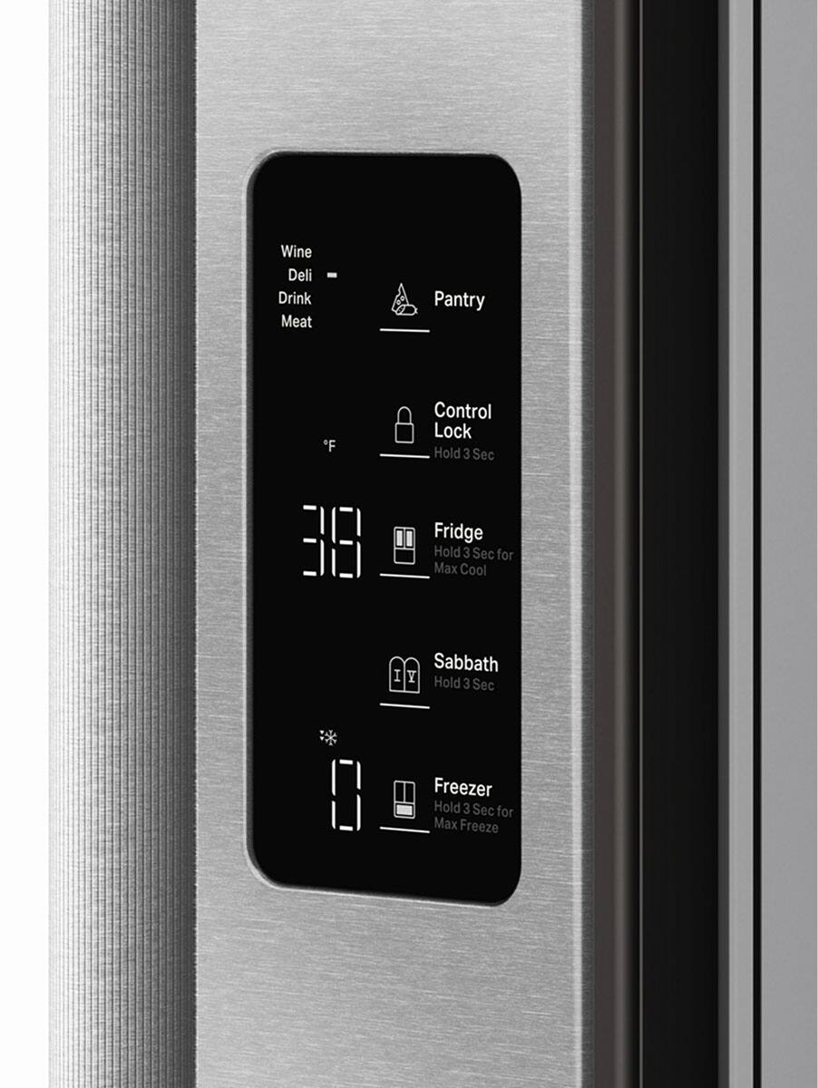 Wine  
Deli  
Drink  
Meat  

Pantry  

Control Lock  
Hold 3 Sec  

Fridge  
Hold 3 Sec for Max Cool  

Sabbath  
Hold 3 Sec  

Freezer  
Hold 3 Sec for Max Freeze
