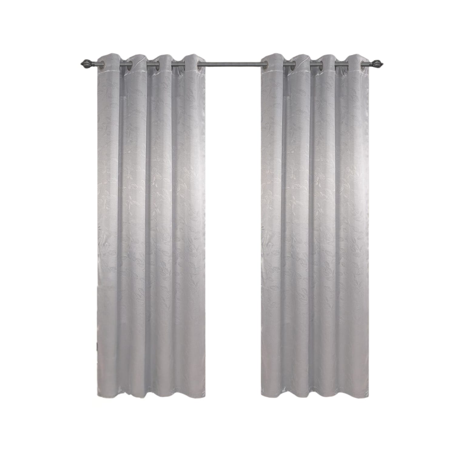 Olivia Gray - 100% Polyester 200 GSM Arlo Embossed Blackout Grommet Curtain Panel 54" x 90" - Silver