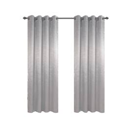 Olivia Gray - 100% Polyester 200 GSM Arlo Embossed Blackout Grommet Curtain Panel 54" x 90" - Silver