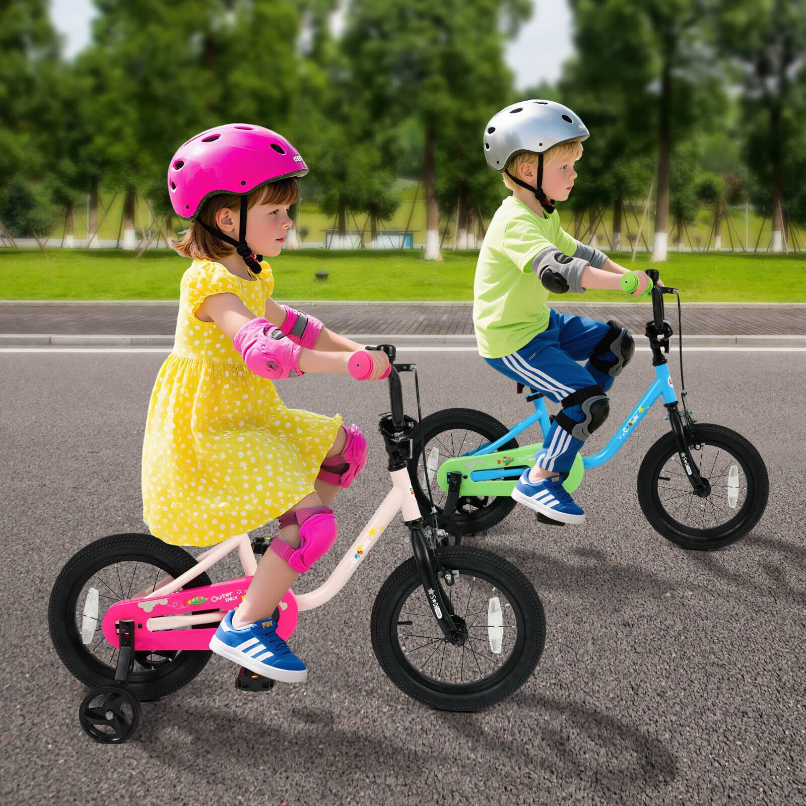 Alt View 3. Costway - Costway 14-Inch Kids Bicycle with Adjustable Seat Front Handbrake & Coaster Brake - Pink.