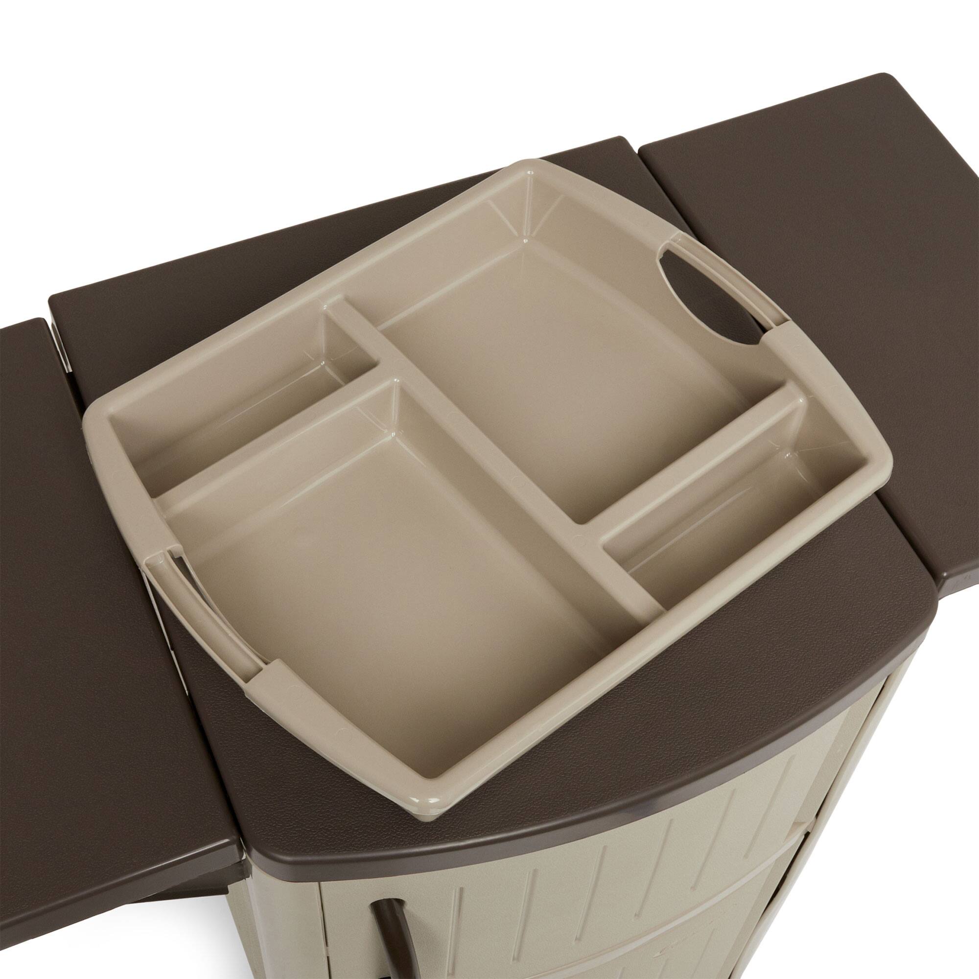 Alt View 4. Suncast - Suncast DCP2000 Portable Outdoor Patio Prep Serving Station Table and Cabinet - Taupe.