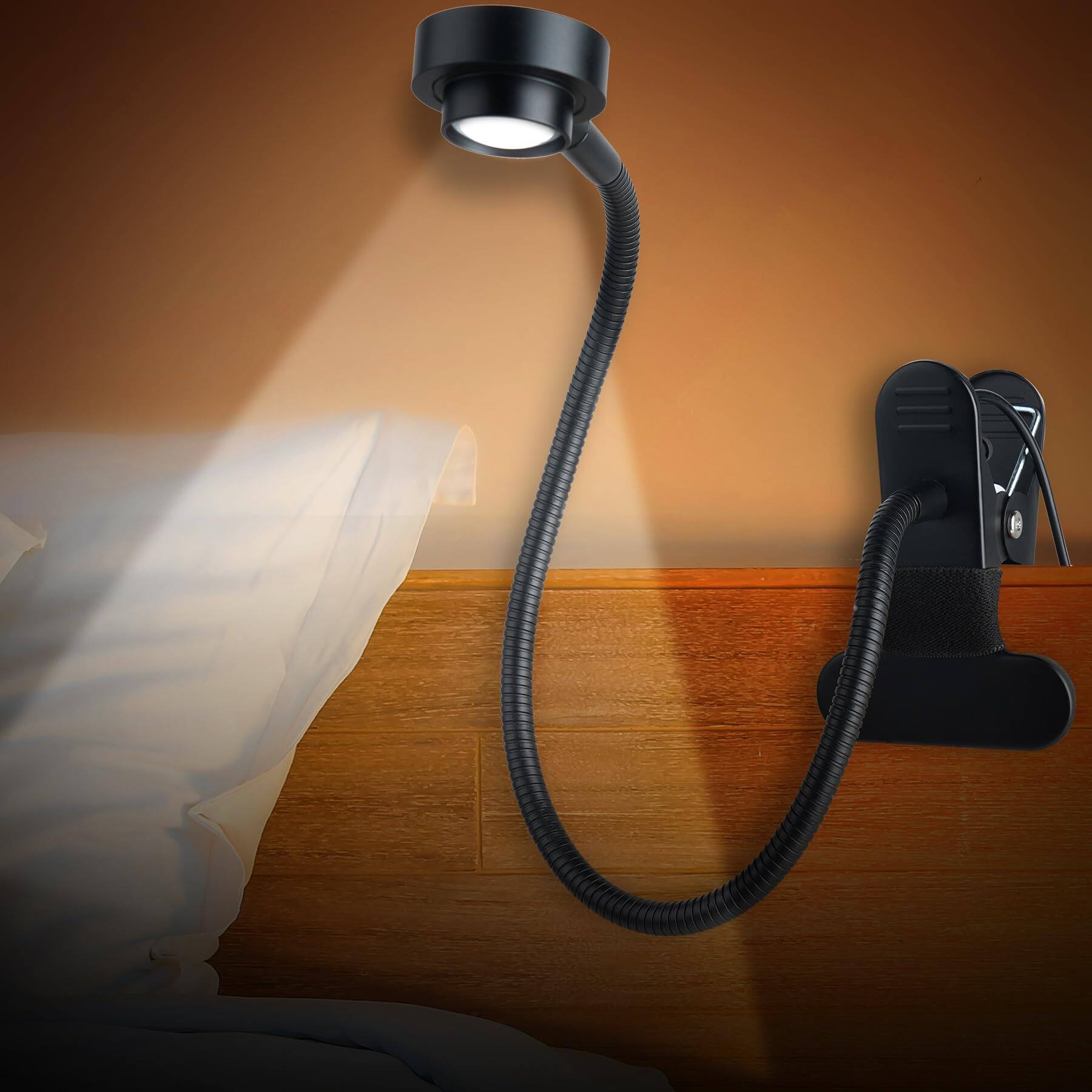 Front. Comfort Essence - Clip On Light 3 Color Mode Dimmable Led Book Flexible Reading Desk Lamp For Studying Working Crafting Hobbies - Default.