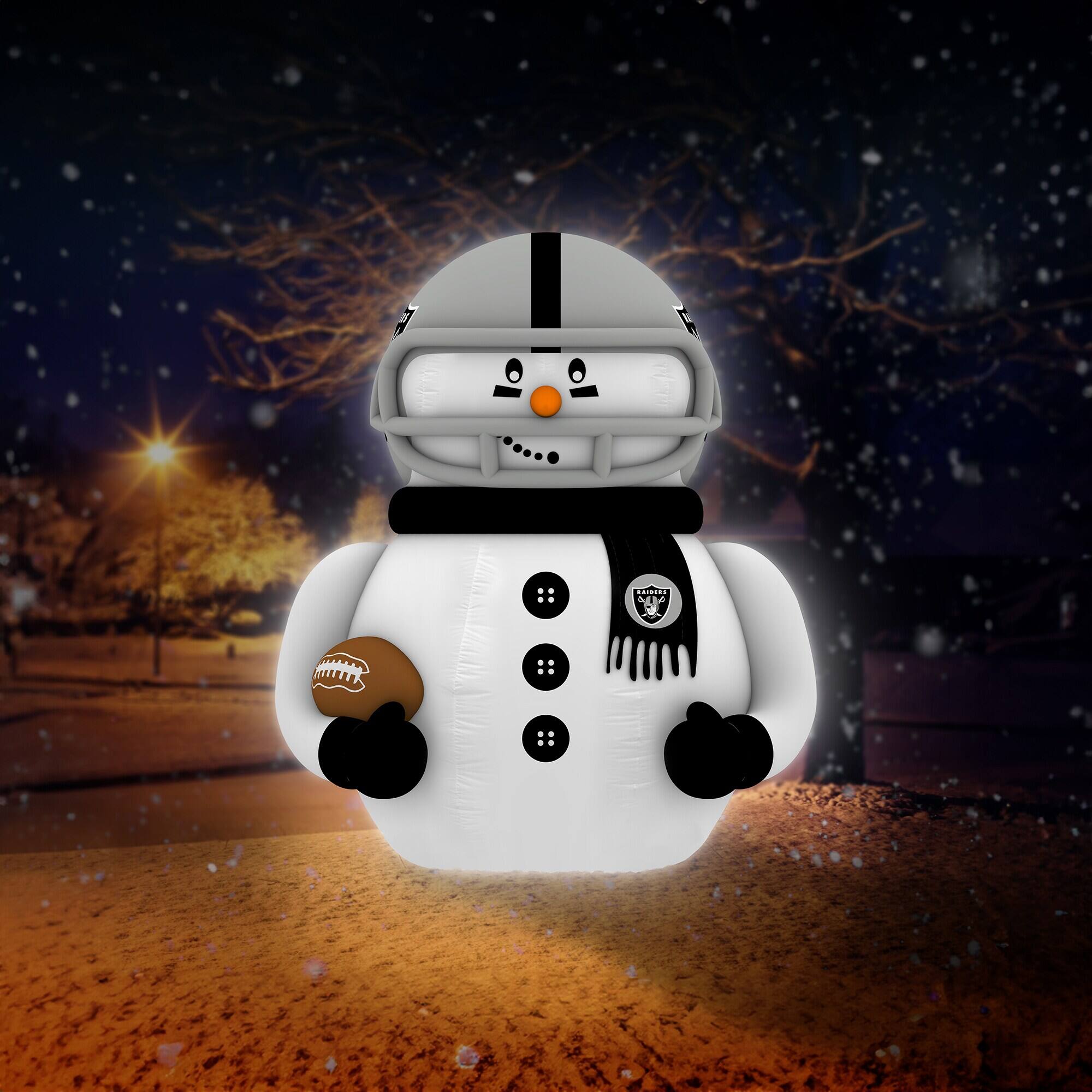 Alt View 3. Sporticulture - Las Vegas Raiders 7' Inflatable Snowman Player - Gray.