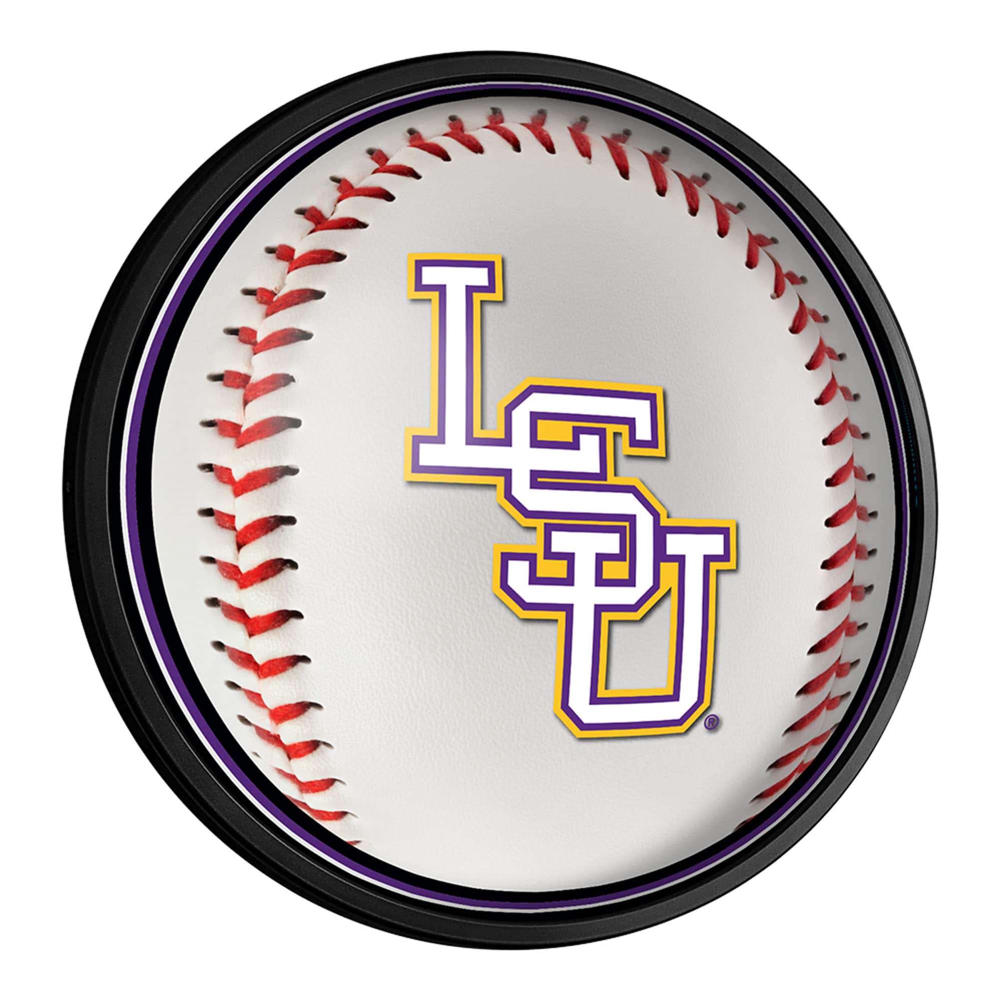 The Fan-Brand - LSU Tigers Baseball 18'' Round Slimline Illuminated Wall Sign - Multicolor