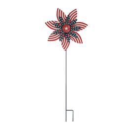 Things2Die4 - Stars & Stripes Red White Blue Metal Kinetic Wind Spinner Patriotic Garden Stake - Multicolored