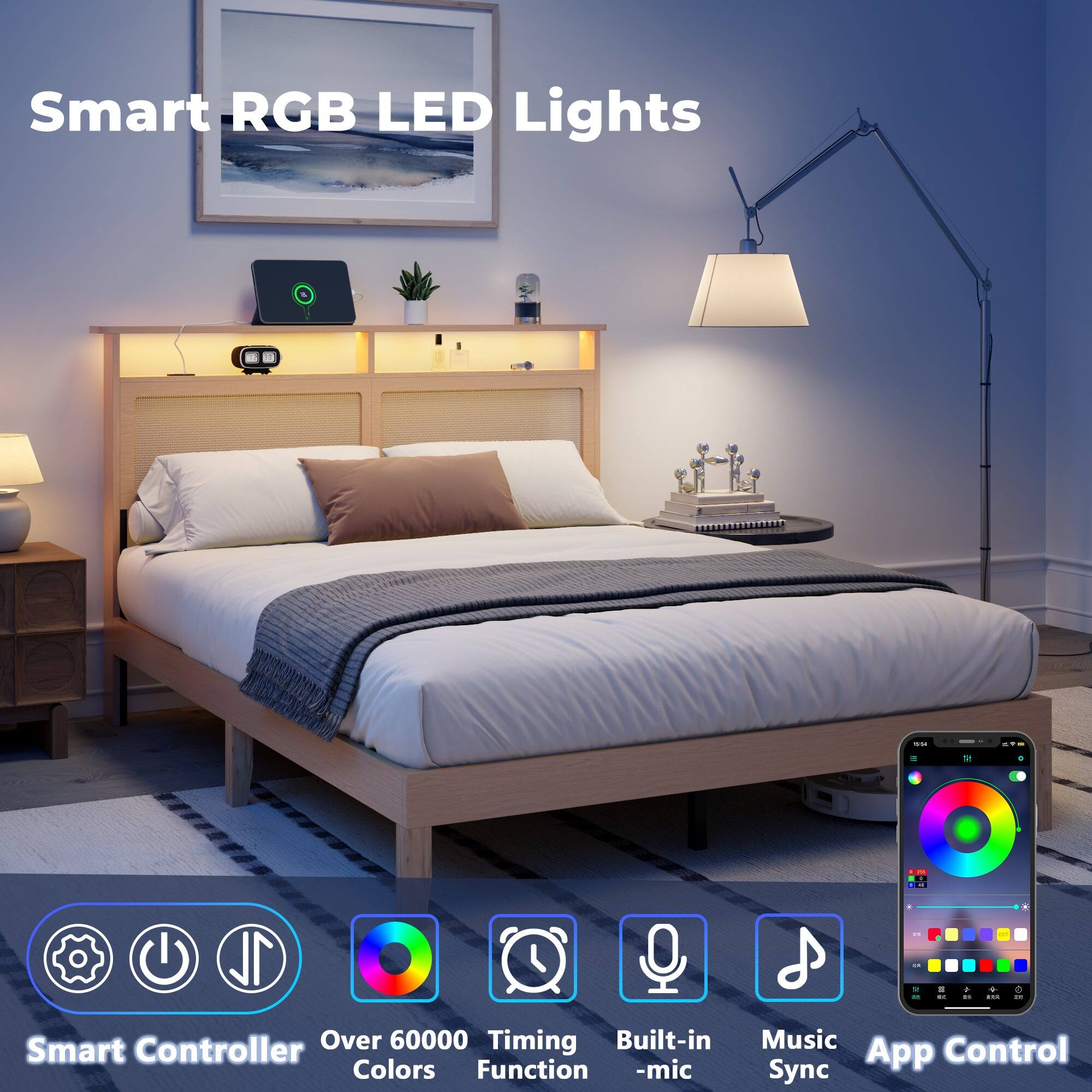 Smart RGB LED Lights

- Smart Controller
- Over 60000 Colors
- Timing Function
- Built-in -mic
- Music Sync
- App Control