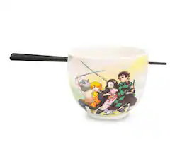 Surreal Entertainment - Demon Slayer Cast Japanese Dinnerware Set | 18-Ounce Ramen Bowl with Chopsticks - Yellow