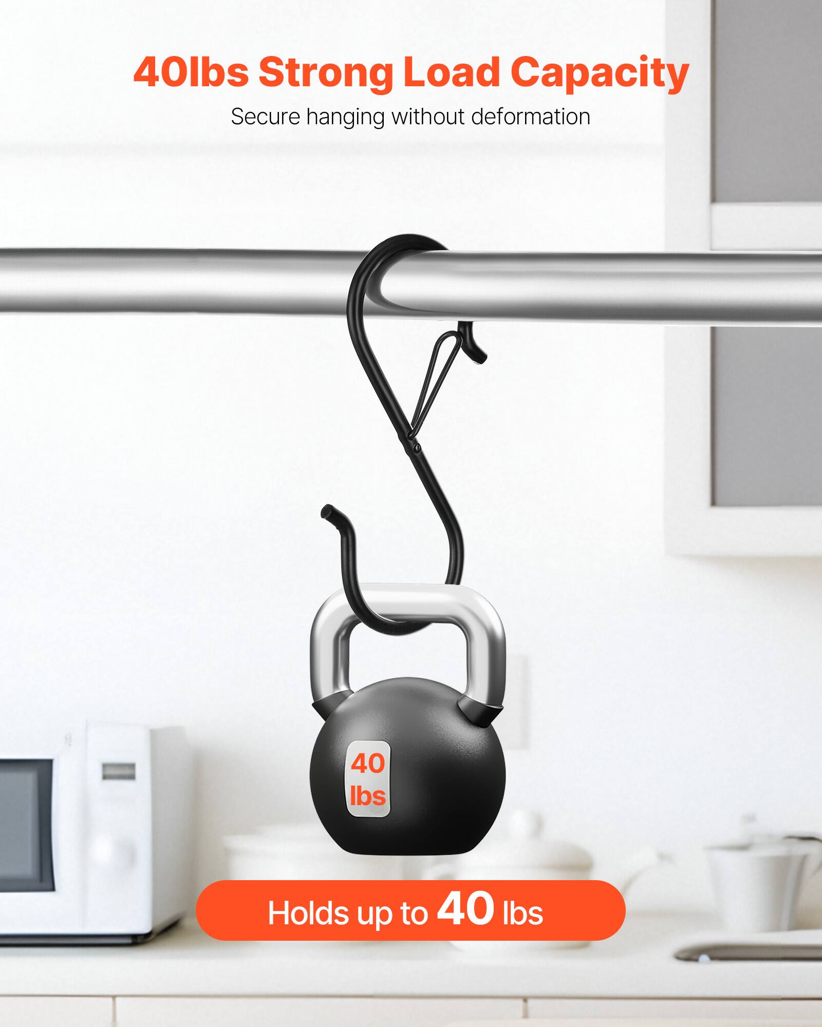 40lbs Strong Load Capacity  
Secure hanging without deformation  

Holds up to 40 lbs