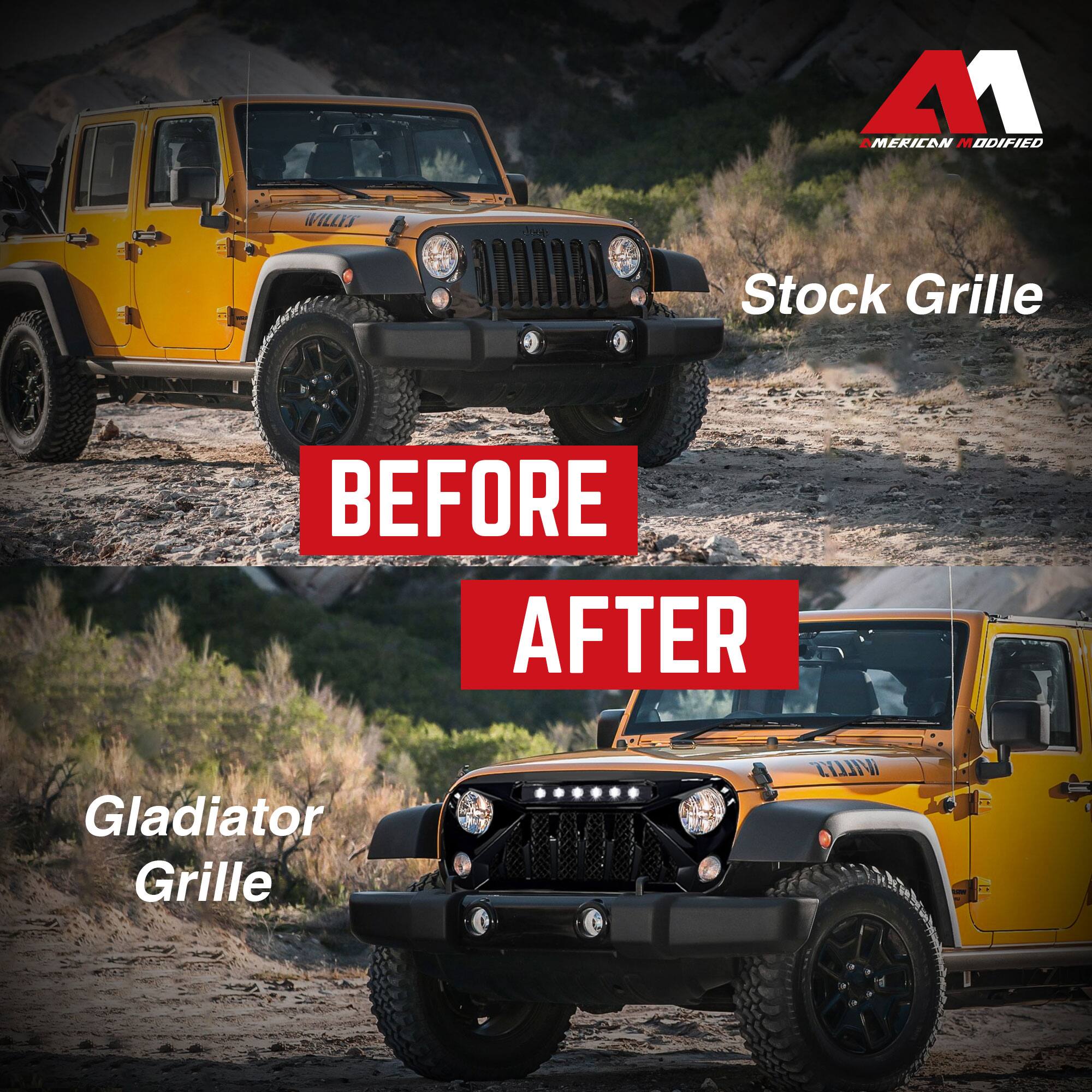**Before**

- Stock Grille

**After**

- Gladiator Grille

**American Modified**