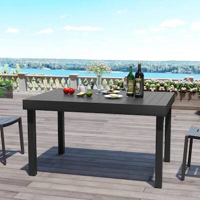 Alt View 5. Crestlive Products - Crestlive Products Large Patio All Aluminum Rust Resistant Extendable Outdoor Dining Table - Black.