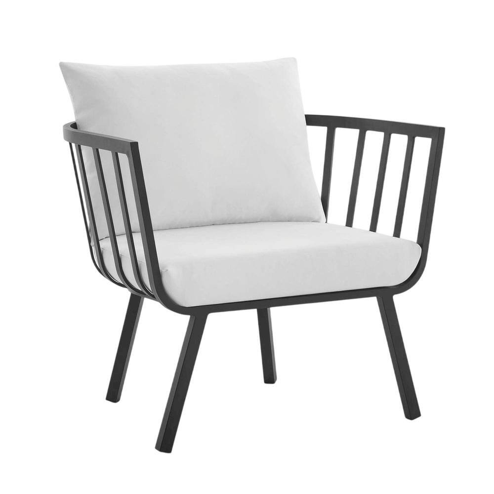 Front. Outdoor Escape - Outdoor Patio Aluminum Armchair For Lounge Relaxation - Gray.