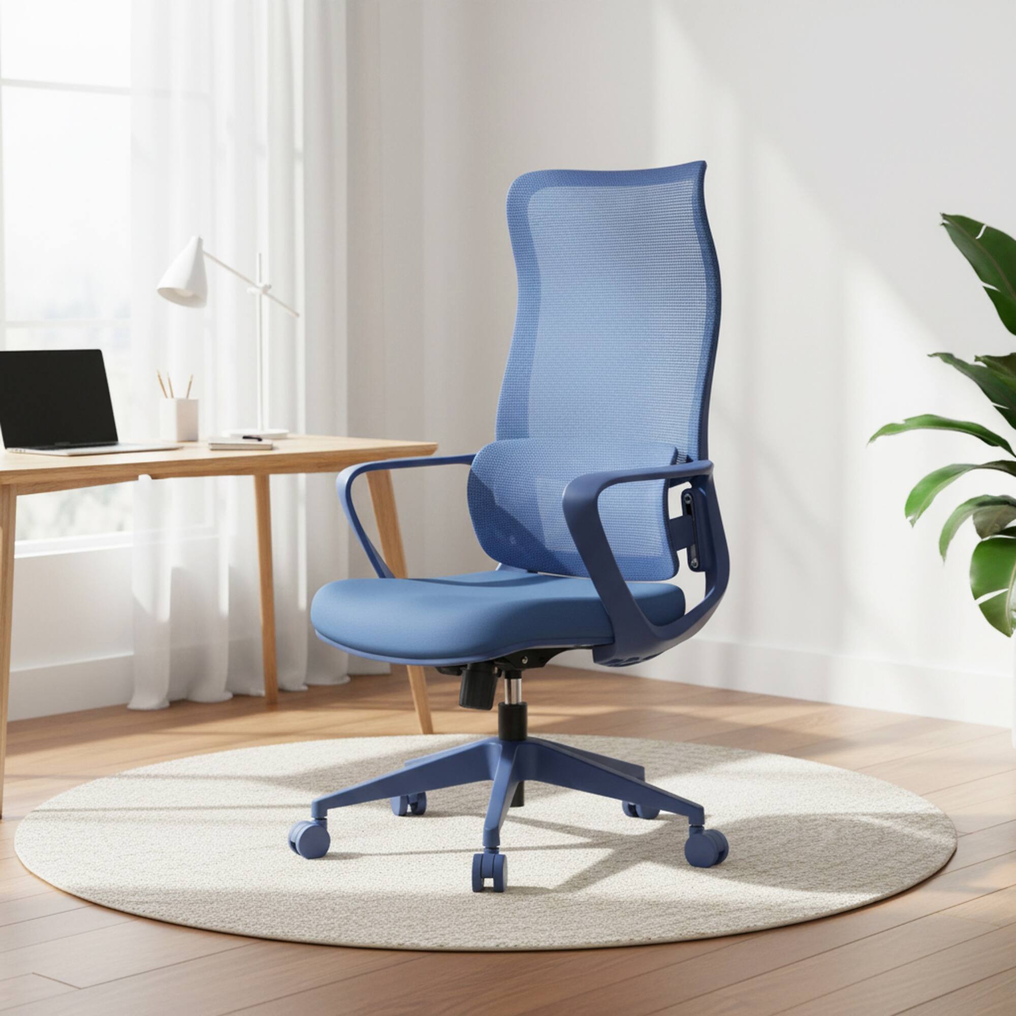 Alt View 2. Boyel Living - High-Back Ergonomic Mesh Executive Office Chair with Adjustable Lumbar Support - Blue.