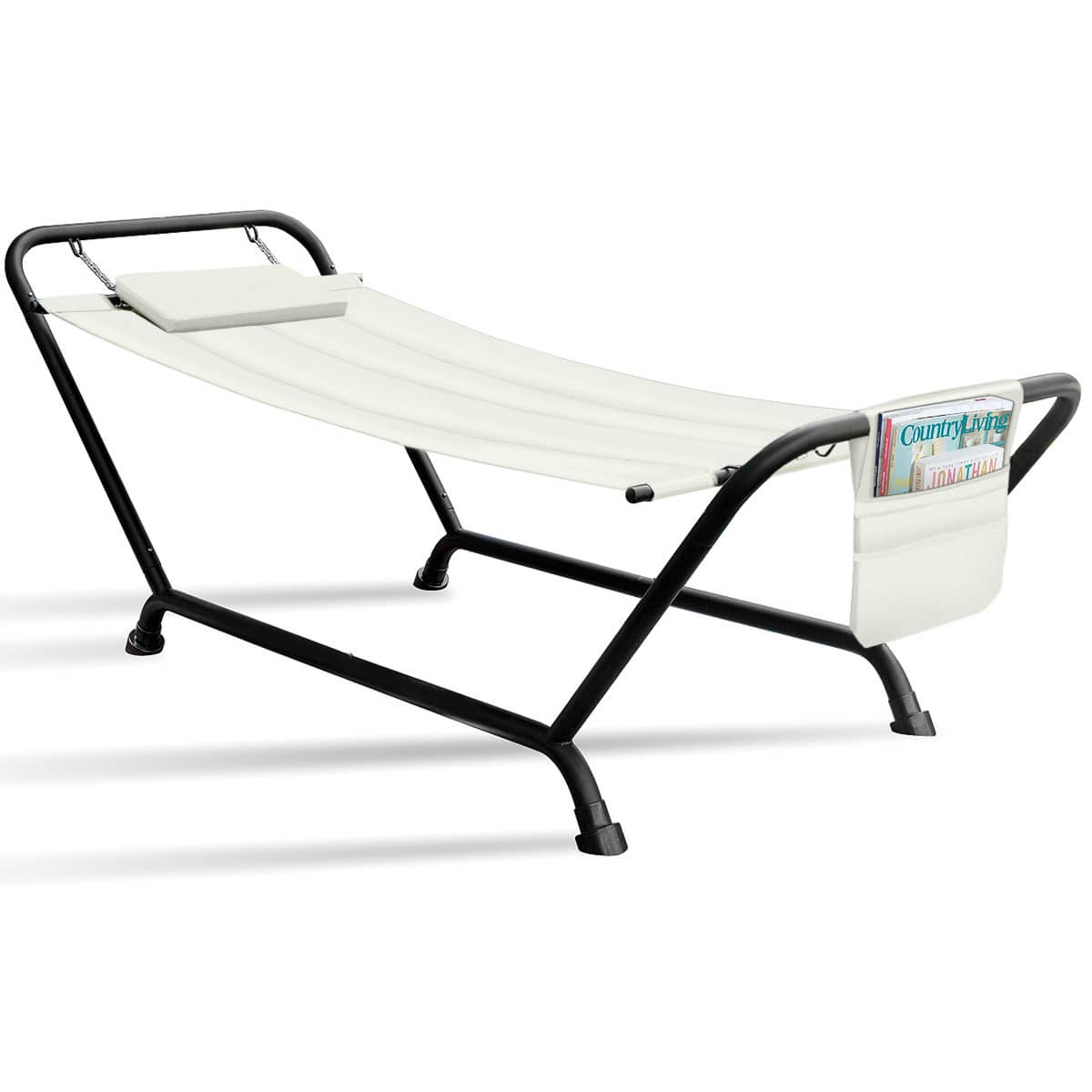 Sorbus - Cozy Hammock Bed- Patio Hammock with Stand w/Pillow and Storage Pockets - For Patio, Garden, Backyard, Poolside - Beige