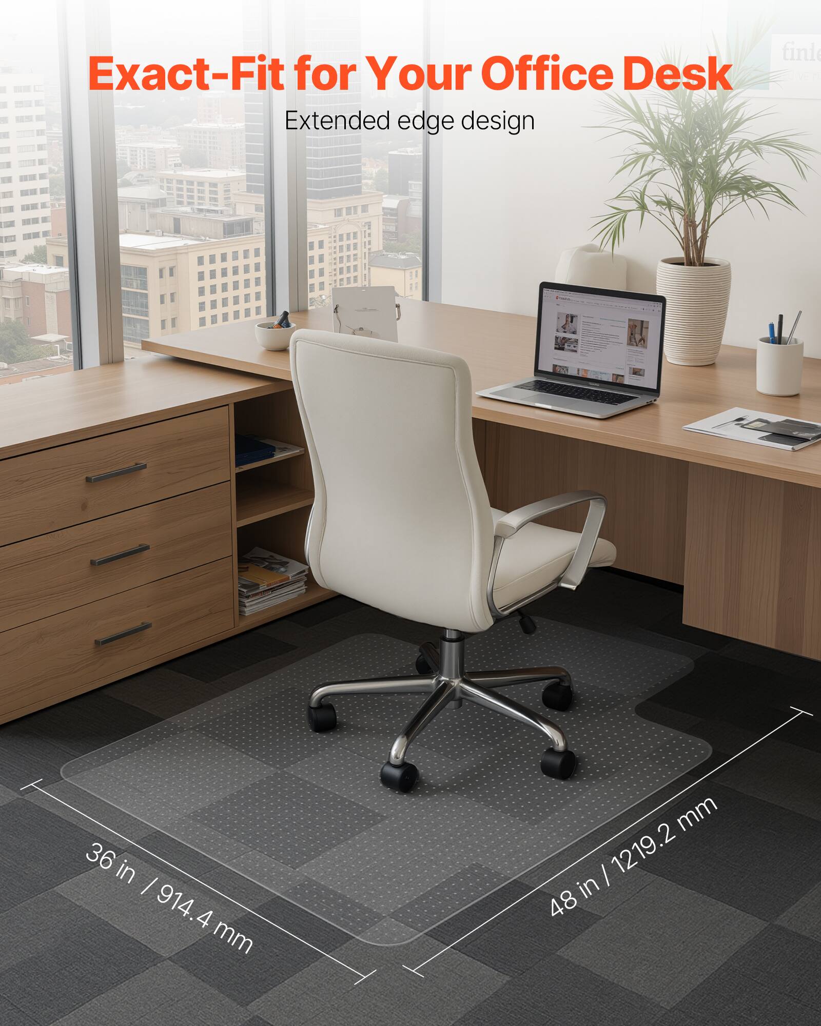 Exact-Fit for Your Office Desk  
Extended edge design  

36 in / 914.4 mm  
48 in / 1219.2 mm