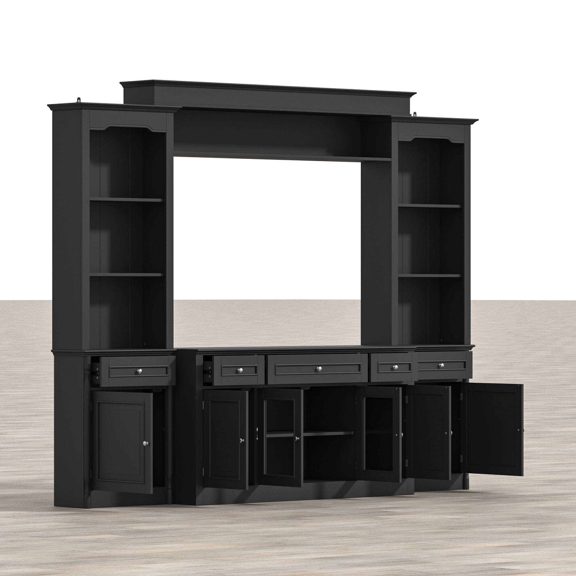 Alt View 7. Famapy - Famapy European - Style TV Stand Combo Entertainment Center, Fits Up to 60 - Inch TVs - Black.
