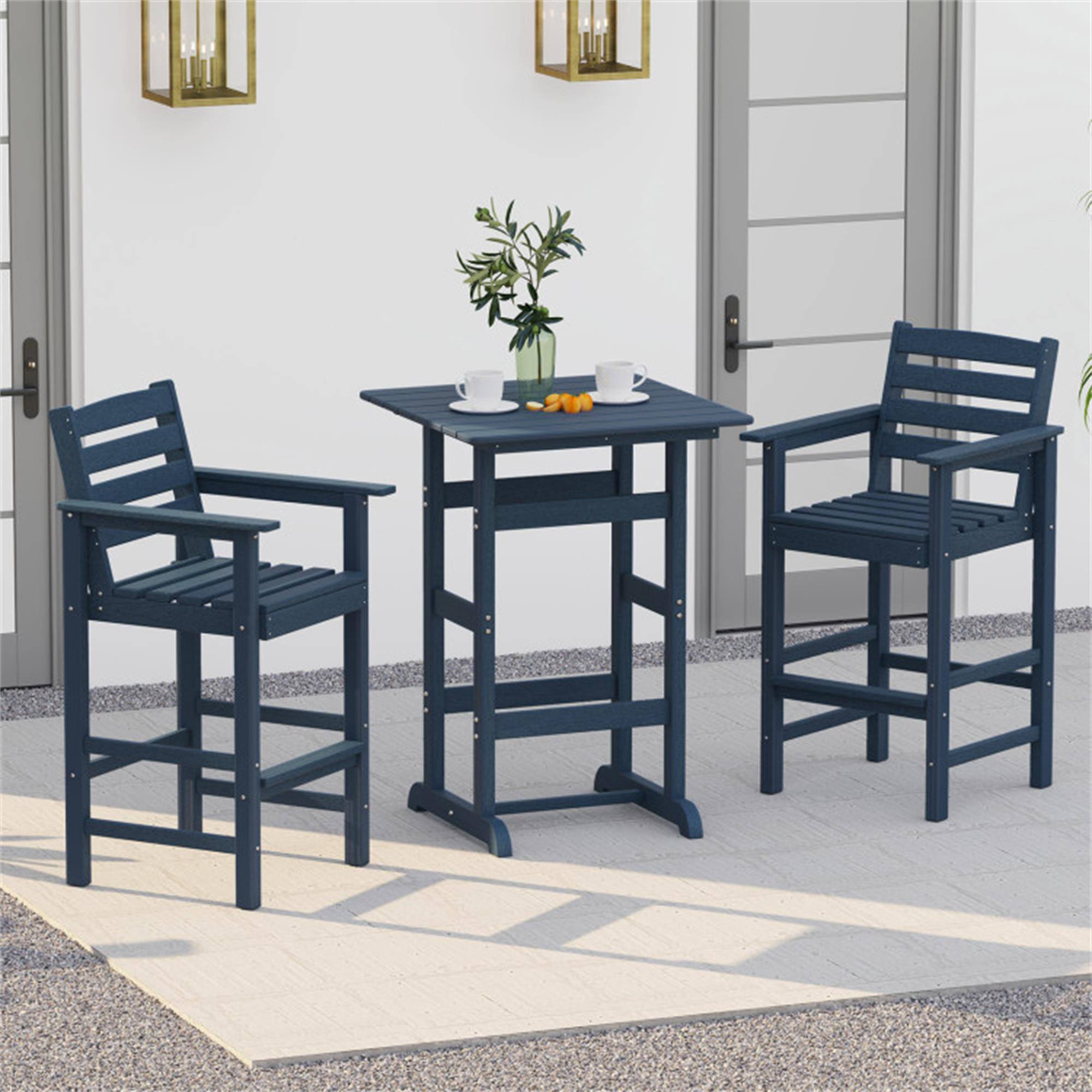 Alt View 4. Boyel Living - Navy Blue 30 Inch Square Bar Table for Outdoor Patio Use - Navy.