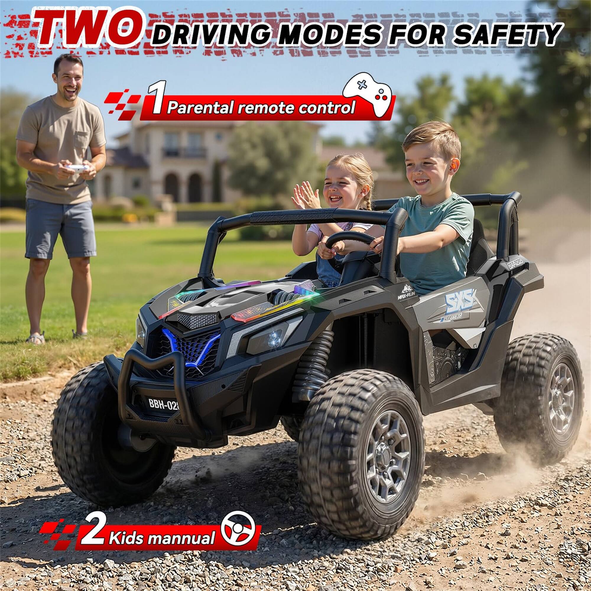 TWO DRIVING MODES FOR SAFETY

1. Parental remote control

2. Kids manual