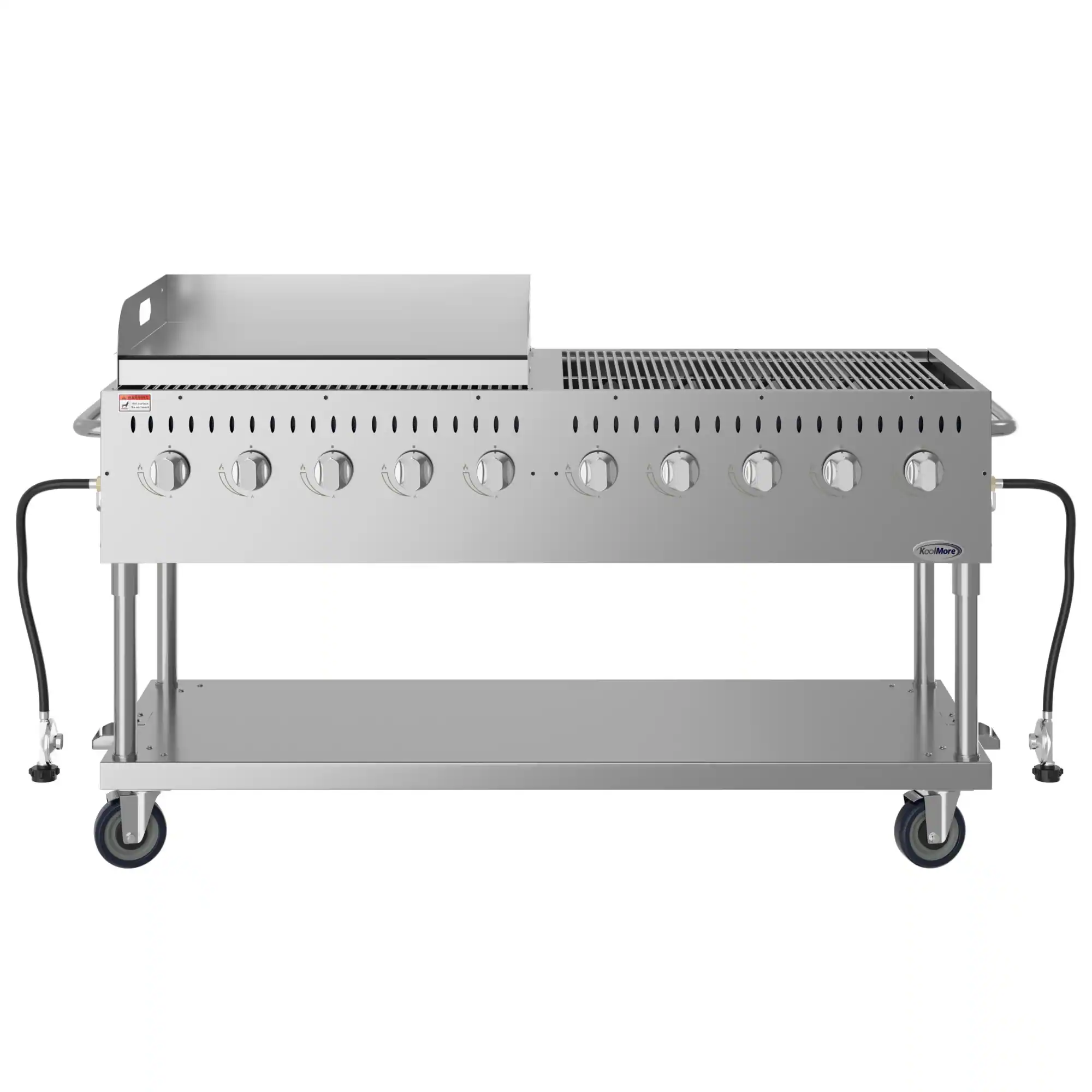 Alt View 2. Koolmore - 72 in. Commercial Outdoor Propane Gas Grill with 36 in. Griddle in Stainless-Steel, ETL Listed (CGKIT7-G36) - Stainless Steel.