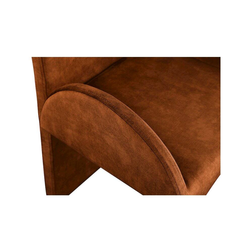 Alt View 3. Meridian Furniture - Summer Cognac Velvet Dining Arm Chair, Set of 2 - Brown.