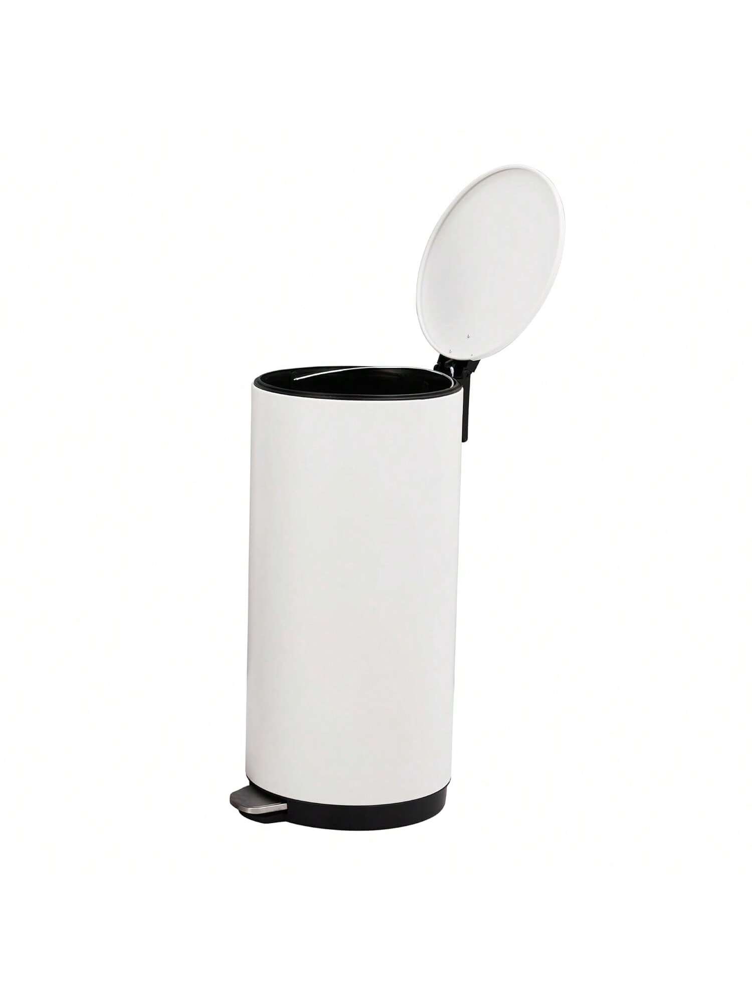 Back. GARVEE - Home Kitchen 8 Gallon 30L Step Trash Can Round Bathroom Garbage Can With Lid And Foot Pedal Kitchen Garbage Bin - White.