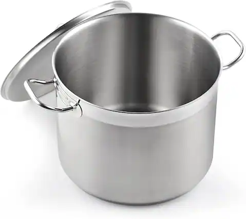 Front. Cooks Standard - Professional 8 qt S/S Stock Pot with Lid | Induction Cookware for Pasta, Soup, Canning,Oven Safe, Dishwasher Safe - Stainless Steel.